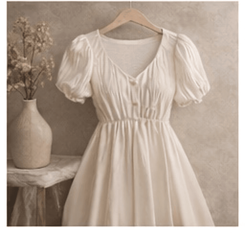 パフスリーブワンピース（ホワイト）