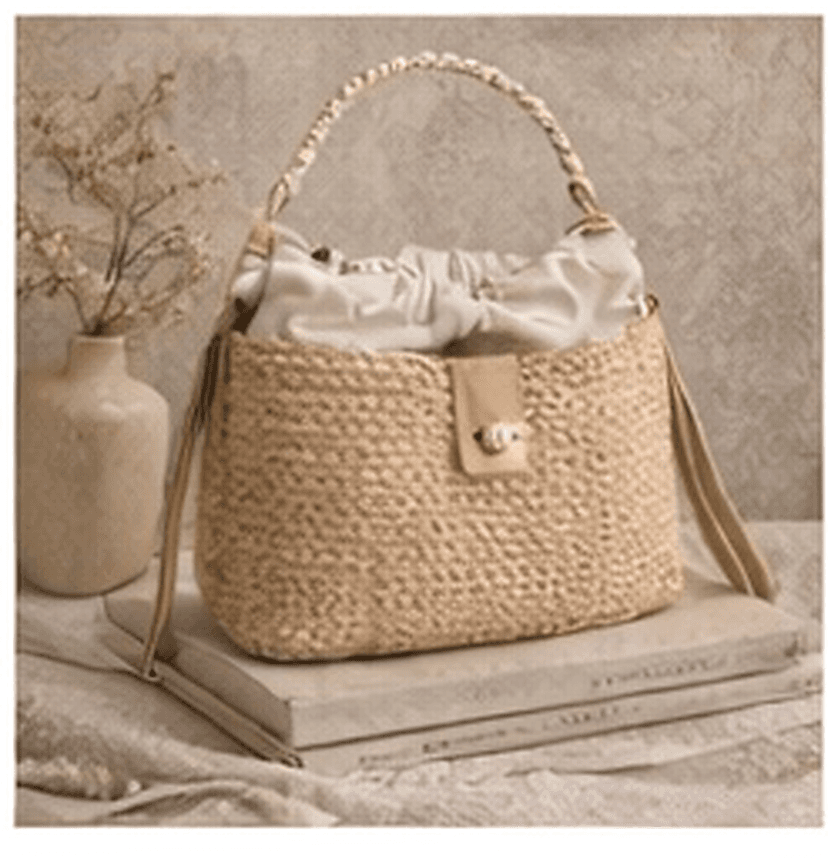 編み込みハンドバッグ（ベージュ）